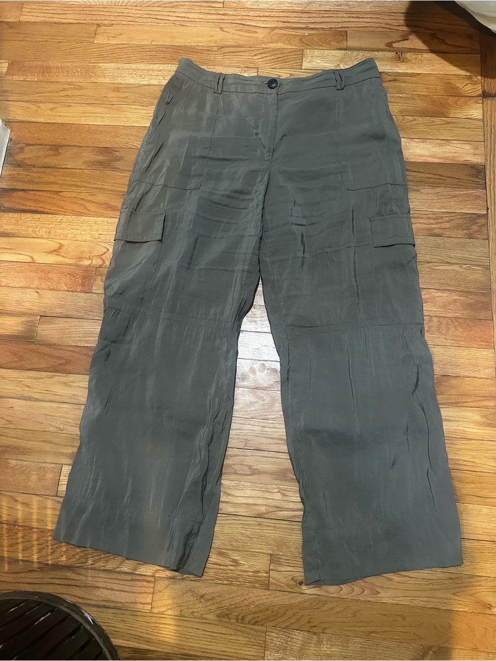 Maison D’ Amelie Green Pants Cargo Wide Leg High Waisted Modal Lightweight XL